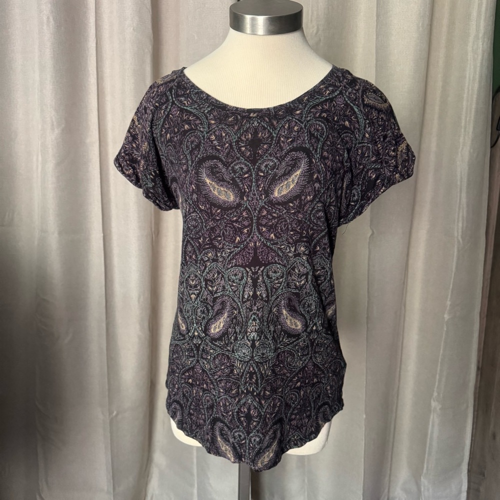 LUCKY BRAND Split Back Paisley Print Tee